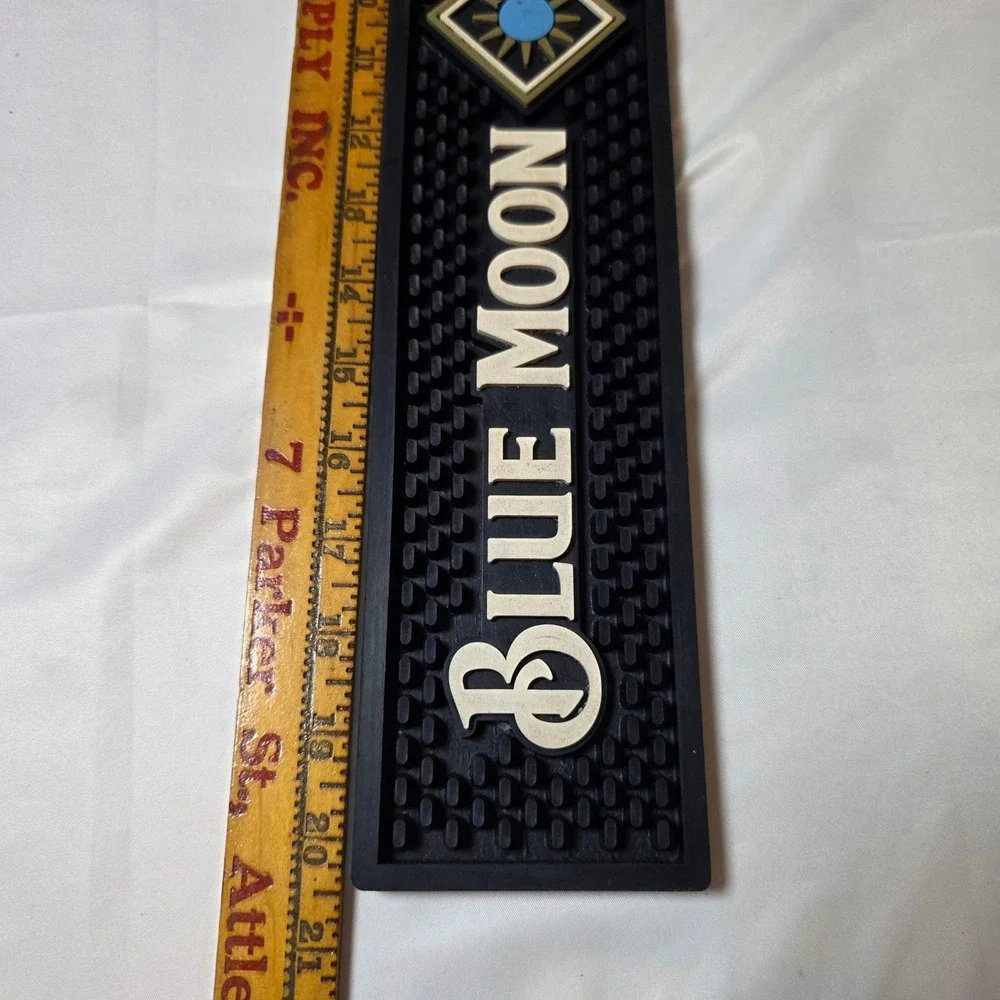 Blue Moon Brewing Co Rubber Bar Mat Runner Spill Guard Black 21x3.5 Man Cave
